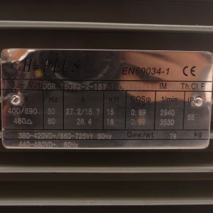 الکتروموتور سه فاز 15 کیلووات مدل DOR 160M2-2-157